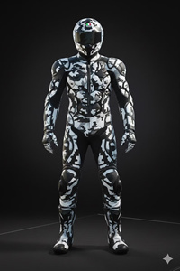 Combinaison de course AGV Phantom Arctic Camo en cuir respirant, taille plus, pour moto, avec logo sur le devant - Product Image 1