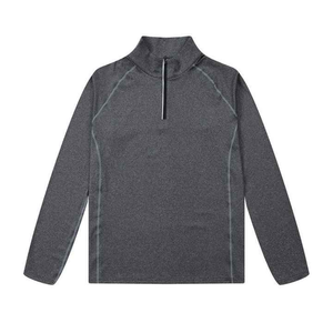 Suéter de Punto Negro para Hombre, Cuello Alto, Manga Larga, Cierre de Cremallera, Corte Regular, Secado Rápido, para Otoño - Product Image 5