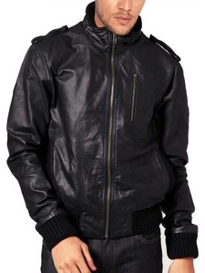 Soft <b>Sheepskin</b> Front Zipped Bomber <b>Jacket</b> for Men's Fashion - Product Image 1