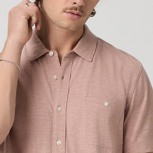 OEM Service Designing High Quality Stitching Men Solid Color Tee Shirt With Short Sleeves / Turn <b>Down</b> Collar Casual Outdoor Wear - Product Image 2