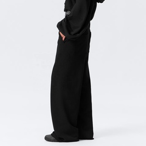 Pantalon de survêtement polaire zippé taille haute pour homme, coupe droite unie, décontracté, pour le sport, la course et le fitness, avec taille élastique - Product Image 3