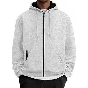 Veste matelassée à capuche zippée pour homme, en toile, décontractée, à manches longues, avec logo sur le devant et poches kangourou - Product Image 1