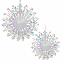 Éventail en forme de flocon de neige irisé Rainbow Shine 43 cm, décorations pour fêtes, utilisation intérieure/extérieure, Noël, Saint-Valentin, fête des mères, remise de diplôme