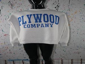 Sudadera de cuello alto PLYWOOD COMPANY WHITE 100% azul cielo con apliques bordados, sudadera de cuello ancho con hilos finos - Product Image 2