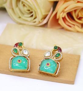 Elegantes Pendientes de Latón Chapado en Oro con Moissanita de Primera Calidad, Hermosos Pendientes Kundan para Mujeres y Niñas, Ideales para Bodas y Fiestas - Product Image 2