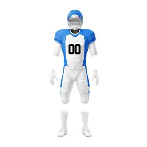 Men's American Football Jersey Set 50 White Blue Striped Sublimated Moisture Wicking Fitted Short Sleeve Uniform with Pants - Product Image 6