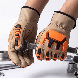 Gants de sécurité en cuir de vachette grainé de qualité supérieure, haute performance, renforcés en coton, flexibles, équipement de protection individuelle pour les mains - Product Image 2