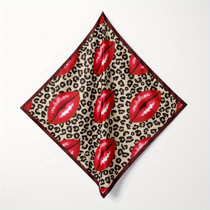 Fashion Leopard Print <b>Square</b> <b>Scarf</b> with Red Lips Pattern Multifunctional Polyester Bandana Four Seasons Style Pattern <b>Scarf</b> - Product Image 1