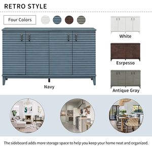 Aparador de Gran Capacidad con 4 Puertas y Estantes Ajustables para Cocina, Sala de Estar, Comedor con Tiradores Metálicos - Product Image 5