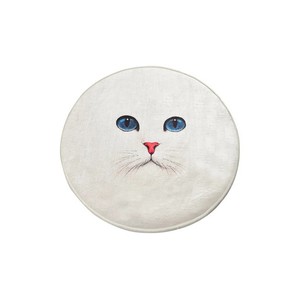 Round White <b>Cat</b> Face Bath <b>Mat</b> With Blue Eyes Digital Print Non-Slip Rubber Backing Home Decor Novelty Floor <b>Mat</b> - Product Image 5