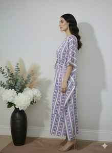 Kaftans élégants imprimés à la main pour femmes, en voile de coton doux, robe décontractée, vêtements de nuit ODM, coupe droite, grande taille, en promotion - Product Image 6