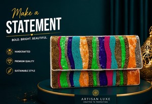 Bolso de mano artesanal con cuentas de colores vibrantes – Elegante bolso de noche para mujer, hecho a mano con cuidado, de calidad premium y diseño exclusivo. - Product Image 2