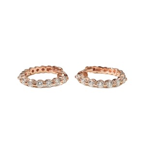 Round Cut Lab Diamond Hoop Earrings 10K 14K 18K <b>Solid</b> <b>Gold</b> Minimalist Eternity Diamond Heggie Hoop Earrings Wedding Hoop Earring - Product Image 5