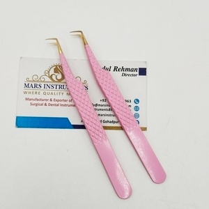 แหนบถอนขนตาสีชมพูเครื่องมือปลายเรียบชุบทองแม่นยำสำหรับการต่อขนตา - Product Image 5