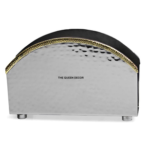 Caja de pañuelos de metal de acero inoxidable con incrustaciones de nácar de alta calidad para decoración de mesa, restaurante, cafetería y hogar. - Product Image 3