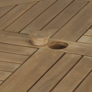 Table à manger carrée de luxe en bois massif au design moderne pour patio extérieur et mobilier de salle à manger, stable et prête pour les banquets - Product Image 3