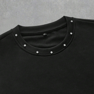 T-shirt unisexe personnalisé à col rond brodé de strass, 100 % coton de haute qualité 220 g, coupe ample oversize, manches courtes, été - Product Image 4