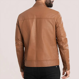 Chaqueta de Cuero para Hombre, Nueva Colección, Talla Grande, Cuello Alto, Cierre de Cremallera, Chaqueta de Cuero PU para Motocicleta - Product Image 3