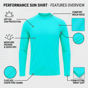 เสื้อกันแดด UPF 50+ จากโรงงานโดยตรง ผลิตจำนวนน้อยได้ แขนยาว เสื้อแรชการ์ดสำหรับตกปลา แห้งเร็ว เสื้อกีฬา สกรีนลายตามสั่ง - Product Image 2
