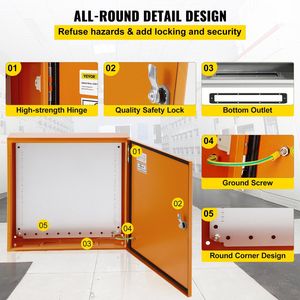 Scatola Elettrica IP65 Impermeabile e Antipolvere, Standard NEMA 4, 20x20x6 Pollici, per Esterni, Testata Secondo gli Standard - Product Image 5