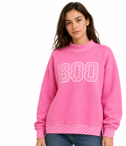 BOO Custom Logo Women's Mock Neck Oversized Sweatshirt Gingham <b>Patchwork</b> Letter Applique Embroidery Winter Fleece Pullover <b>Top</b> - Product Image 4