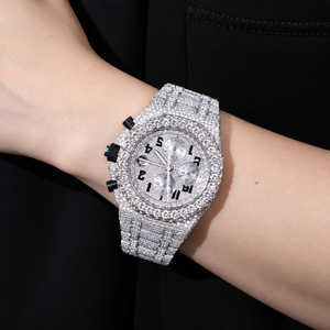 Montre chronographe automatique de luxe pour homme, acier inoxydable, carrée, 41 mm, analogique, quartz, sertie de diamants, boucle à fermoir, usage quotidien - Product Image 2