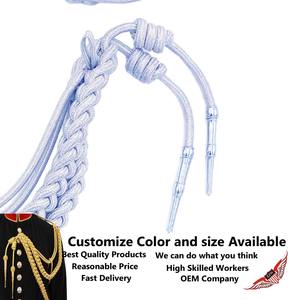 Shoulder Aiguillette White Silk Tactical Aiguillette Super Quality Uniform Shoulder <b>Cord</b> - Product Image 2