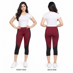 Women <b>Capri</b> <b>Legging</b> Made With Soft Stretch Fabric Lightweight Design High Waist Construction Breathable Structure Comfortable - Product Image 6