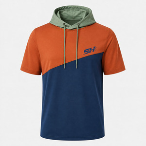 Men's Clothing Fashion Customized 100% Cotton Hoodies <b>Sweatshirts</b> Solid Color Basics Cotton Blended Men's <b>Short</b> <b>Sleeve</b> Hoodies - Product Image 1