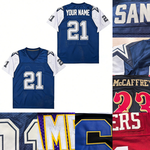 Maillot de football américain personnalisé pour homme grande taille, broderie 3D, nylon/coton de haute qualité, respirant, séchage rapide, logo frontal - Product Image 1