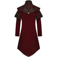 Manteau long gothique pour homme, style victorien steampunk en velours rouge, fabrication sur mesure OEM ODM