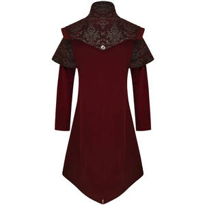 Fashion Mens Long <b>Gothic</b> Coat <b>Jacket</b> Red Velvet Steampunk Victorian Style Custom Factory OEM ODM - Product Image 2