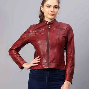 เสื้อแจ็คเก็ตหนังสำหรับผู้หญิง เสื้อผ้าสำหรับใส่กลางแจ้ง ผลิตในปากีสถาน วัสดุคุณภาพสูง เสื้อแจ็คเก็ตหนังแท้สำหรับผู้หญิง ขายออนไลน์ - Product Image 4