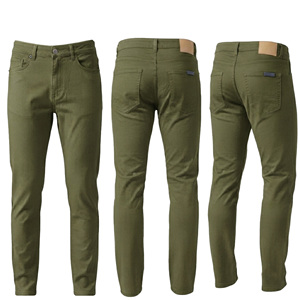 Pantalon décontracté coupe droite pour homme MASTER TEXTILE en sergé tissé extensible, taille mi-haute, respirant, avec fermeture boutonnée et rivets - Product Image 1