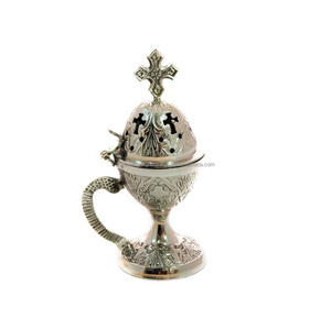 Gravure Design étoile juive Top Jérusalem Accessoires d'église Brûleur d'encens en laiton argent antique à un prix abordable facile - Product Image 2