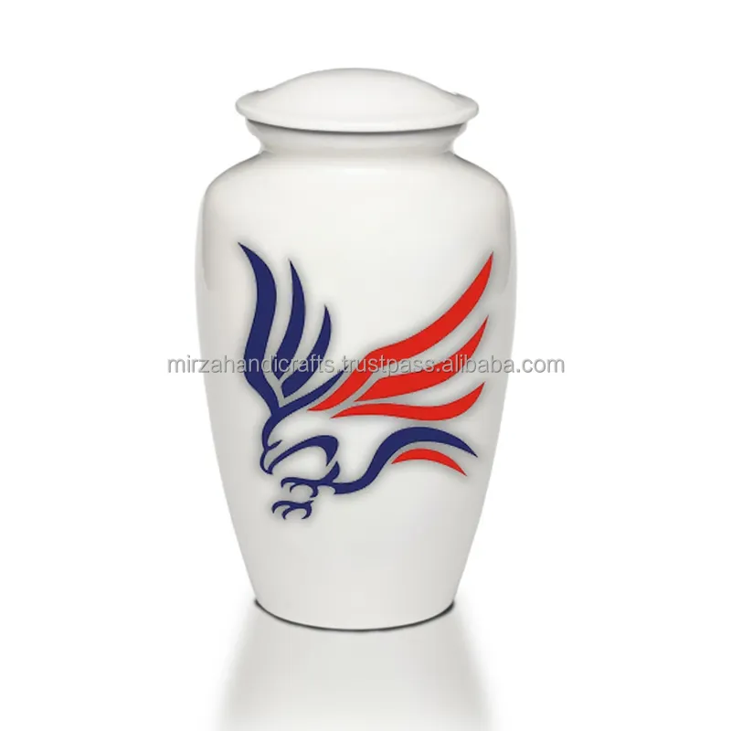 Human Ashes Adult Classic white Glossy American Eagle Design Funeral Memorial Cremation Urn for Human Ashes Handcrafted Urn
