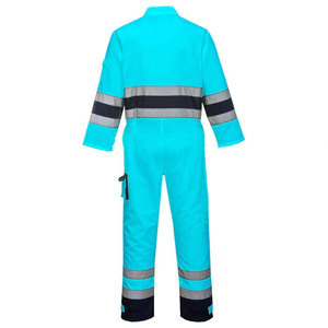 Combinaison de travail unisexe marron Econex Sports avec bandes réfléchissantes, en coton, uniforme de sécurité, design haute visibilité CE/EU - Product Image 4