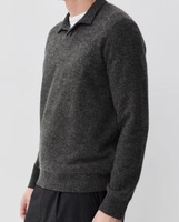 Pull en cachemire tricoté sur mesure pour homme, col polo, manches longues, pull en cachemire tricoté pour homme