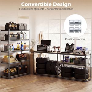 Scaffalatura per Garage a 5 Ripiani Resistente con Capacità di Carico di 2200 LBS, Scaffale di Stoccaggio Senza Bulloni - Product Image 5