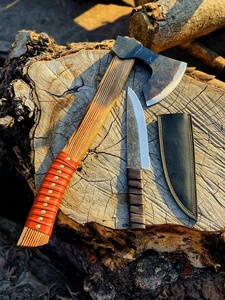 Hacha de Acero con Alto Contenido de Carbono Hecha a Mano, Diseño de Hoja para Pelar, Mango Envolvente de Madera, Funda de Cuero, Cuchillos para Partir Leña, Pasha Enterprises - Product Image 6