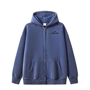 Sweat-shirts à capuche décontractés pour hommes, 100 % coton, séchage rapide, respirants, effet délavé, avec logo personnalisé, haute qualité, couleur unie, hiver - Product Image 1