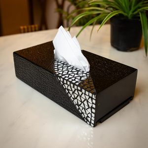 Modern Black Geometric Velvet Tissue Box Cover Napkin Holder Rectangular Tabletop Kitchen Home Gift Packaging - Product Image 1