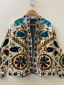 Wholesale Cotton Velvet Suzani Embroidery Bohemian Women Winter <b>Jacket</b> Indian <b>Hippie</b> Unisex Coat for Boutique Buyers Export - Product Image 2
