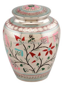 Urnas de cremación para adultos de latón clásico de alta calidad y superior con urnas funerarias de metal con acabado de piedra gris para cenizas humanas - Product Image 3