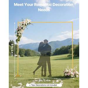 8 X 8 ft Stable Structure Gold Metal <b>Arch</b> Backdrop Stand Easy Assembly for <b>Wedding</b> Holiday Celebrations Ceremony Decorations - Product Image 2