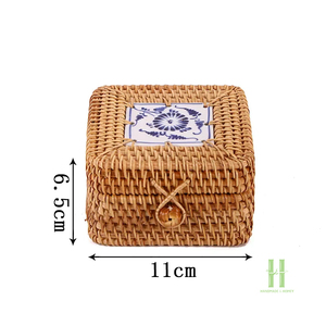 กล่องขนมหวายราคาดีที่สุด ทำด้วยมือ เป็นมิตรกับสิ่งแวดล้อม กล่องเก็บของหวายสำหรับขนมขบเคี้ยว คุกกี้ และตกแต่งโต๊ะ - Product Image 1