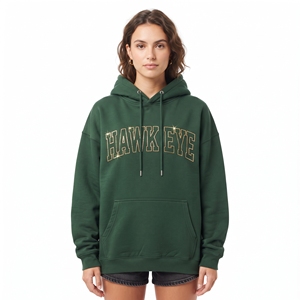 Sudadera de algodón con pedrería personalizada para mujer, verde, oversize, con capucha, holgada, informal y a la moda - Product Image 1