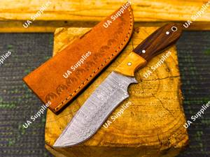 High Quality Damascus Steel Fixed Blade <b>Kitchen</b> & Camping <b>Knife</b> Handmade Razor <b>Sharp</b> DIY ODM with Leather Sheath Bulk - Product Image 2