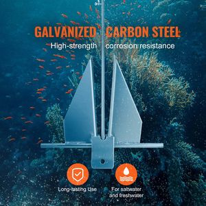 Kit Ancora Fluke da 13 libbre con Catena da 7,9 piedi e Corda da 101 piedi, Griffe da 2x0,4 pollici in Acciaio Zincato a Caldo per Yacht e Barche - Product Image 6