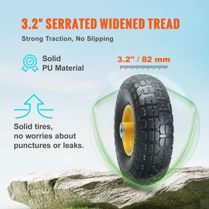 Set di 2 Ruote in PU Solido Antiforatura da 10 Pollici, Pneumatici Tubeless per Trattori Agricoli, Carico Dinamico 400 Libbre, 450 Libbre - Product Image 3